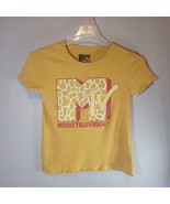 MTV Womens Large Shirt Yellow Ribbed Short Sleeve Cotton Blend - £9.38 GBP