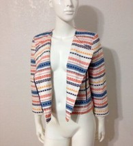 Trina Turk Beatrix Striped Jacket Zip Up Colorful Moto Trendy Blazer Sz 4 $328 - £30.36 GBP