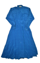 Liz Claiborne Dress Womens 10 Blue 100% Silk Floral Long Sleeve Flowy Maxi - $43.39