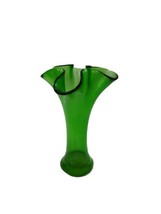 Hand Blown Green Recycle Glass Handkerchief Vase Couronne Co. Made in Spain  - £7.84 GBP
