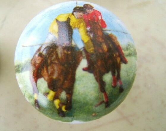 Primary image for Ceramic Cabinet Knobs W/ Polo Scene Horse