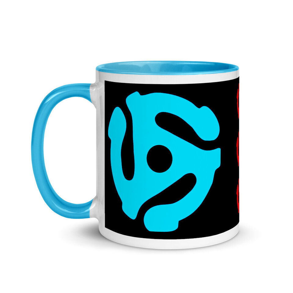 45 RPM Record Adapter Beverage Mug with Color Handle &amp; Interior - $18.99