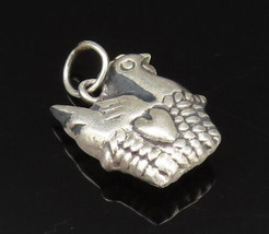 925 Sterling Silver - Vintage Hollow Dove Bird In Love Basket Pendant - PT21268 - $27.28