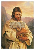 Jesus Carrying A Lost Lamb Christian Art Painting 4X6 Photo - £8.07 GBP