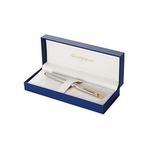 Waterman Hemisphere Essential Gold Trim Fountain Pen - Medium Nib, Stainless Ste - $125.00