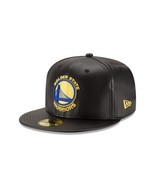 NBA Golden State Warriors Men's Faux Leather 59FIFTY Fitted Cap, 7.125, Black - $43.29