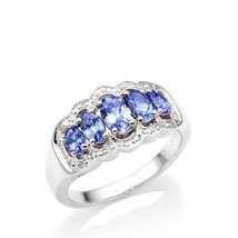 1.3ct Ovale Simulé Tanzanite Diamant 5-Stone Anneau de Mariage Argent Sterling - £166.32 GBP