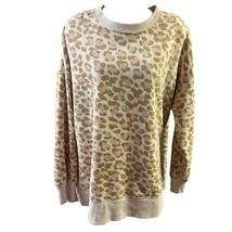 Aerie Sweatshirt Leopard Animal Print Crewneck Women Size Large Side Slits - $18.99