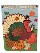 Nylon Decor Thanksgiving Turkey Outdoor Flag 28x38 Multicolor  XXL -  MJ - $14.57