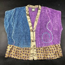 Anne &amp; Bill Howson Womens S Fiber Art to Wear Silk Chenille Teal Purple Vest - £36.50 GBP
