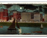 Michigan Pavé Skyline Notte Vista Chicago Illinois Il Wb Cartolina Z10 - $4.50