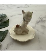 Vintage Baby Animal Ring Trinket Tray Figurine White Horse Goat Llama Ce... - $25.73