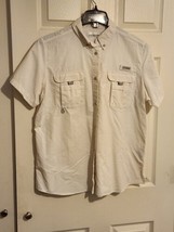 Columbia Men White Size XL PFG Short Sleeve Fishing Shirt - £15.79 GBP