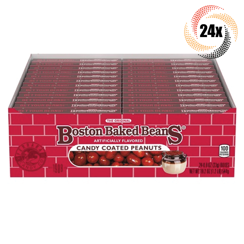 Full Box 24x Packs Boston Baked Beans Original Candy Coated Peanuts Candy | .8oz - £13.80 GBP