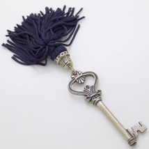 Vintage Italian Handmade Genuine Silver Secret Drawer LIFE SIZE Key w/t Tassel - £27.02 GBP