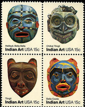 1980 15c Pacific Northwest Indian Masks, Block of 4 Scott 1834-37 Mint F/VF NH - £0.99 GBP