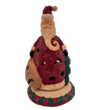VTG Santa Ceramic Tea Light Candle Holder Christmas Lantern Rustic Farmhouse - £7.85 GBP