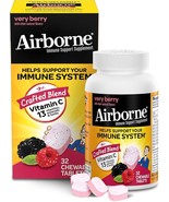 AIRBORNE IMMUNE SUPPORT 32 CHEWABLE TABLETS VERY BERRY NEW 10/2026 - $260.70 MXN