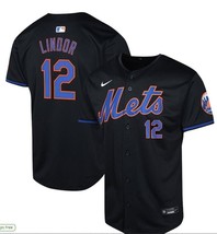 Fransico Lindor #12 Mets Men&#39;s Jersey Alt Black Replica Jersey - All Sti... - $49.99