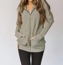 Ampersand Ave waffle knit fullzip hoodie in Willow - size 3X - $43.56