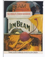 80&#39;s Jim Beam Bourbon Whisky Print Ad Vintage 8.5&quot; x 11&quot; - £15.11 GBP