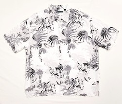 Cubavera  XL White, Gray &amp; Black Tropical Hawaiian Leaves Floral S/S Shi... - £10.26 GBP