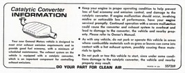 1976-1978 Corvette Decal Right Hand Sunvisor Catalytic Converter Caution - £11.59 GBP