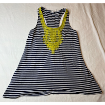 Le Sample Tank Top Womens Medium Blue White Yellow Lace Striped Razorbac... - $9.50