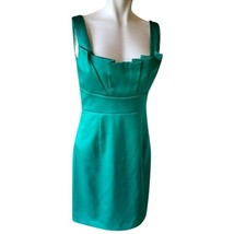 Max &amp; Cleo Emerald Green Satin Sheath Dress Cocktail Bridesmaid Sz 4/6 - £36.14 GBP