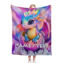 Custom Dragon Hatchling Blanket - Mystical Purple Magical Name Throw - Gift Idea - $32.30+