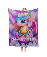 Custom Dragon Hatchling Blanket - Mystical Purple Magical Name Throw - G... - £33.91 GBP+