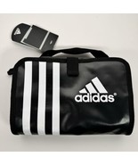 Adidas Black 3 Stripe Toiletry Travel Bag Unfolds Hook Zip Compartment P... - £14.05 GBP