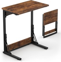 Tatub 24&quot; Folding C Shaped End Table, Small Sofa Side Laptop Desk,, Rust... - $1,620.18 MXN