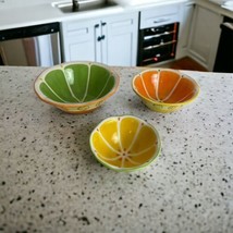 Fitz and Floyd Tropical Punch Nesting Bowls set of 3 Vintage Rare Orange... - $111.33