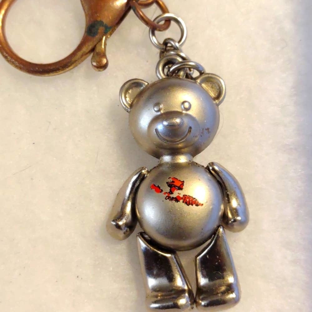 Cute little vintage teddy bear keychain or purse fob - $17.82