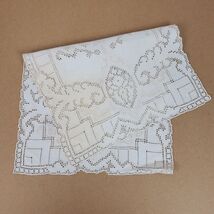 Vintage Embroidery w/ Cutouts Dresser Beige Doily Approx 9.5x15 Inch - $16.89 CAD