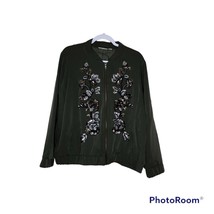 Chico&#39;s Size 3 US Size X Large Women&#39;s Jacket Front Full Zip Floral Sequins - £19.29 GBP
