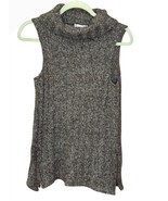 Cowl Neck Knit Sweater Top Side Zip M Green Tweed St Patricks Old Money ... - $25.38 CAD