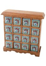 Terrapin Trading Fair Trade Mangowood 16 Drawer hand painted Indian Cera... - £78.88 GBP