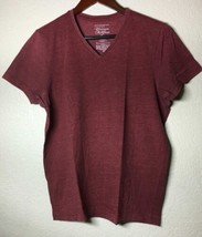 CLEMENS AND AUGUST MENS M BURGUNDY V-NECK SHIRT, FREE SHIPPING - $9.32