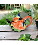 Vtg Fitz &amp; Floyd 1989 Ceramic Parrot Bird Teapot Lid Bright Colors 44 Oz... - $889.44 MXN