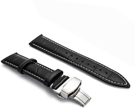 22mm Genuine Leather Watch Band Strap Fits PRC200 1853 Black with White-B6 - £16.72 GBP