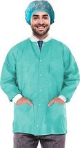 10ct Teal Disposable SMS Lab Jackets 50 gsm 2XL /w Snaps Front - £23.48 GBP