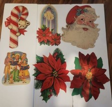 Lot Of Vintage Christmas Decorations Die Cut Dennison Santa Candy Cane - $24.75