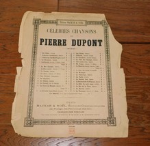 Celebres Chansons PIERRE DUPONT Les Beoufs Sheet Music 1800s Mackar &amp; No... - £16.22 GBP