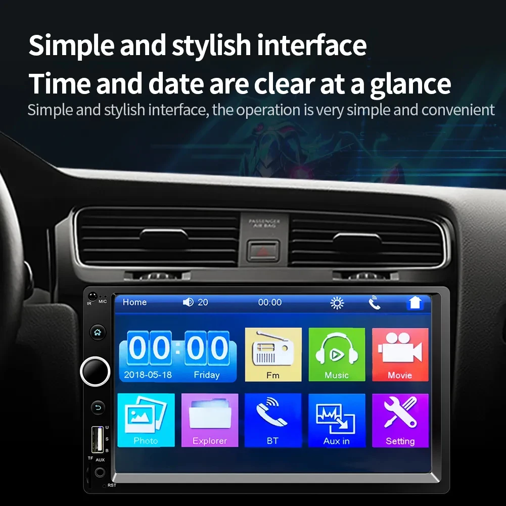 7-Inch Car Stereo Radio Player Bluetooth USB Car Multimedia Player FM Camera T - £41.67 GBP