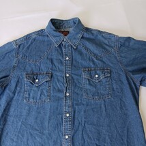 Vintage Plains Western Wear Pearl Snaps Shirt Men's Large Blue Denim Long Sleeve image 13