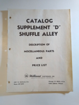Williams 1966 Shuffle Alley Supplement D Catalog And Price List Vintage ... - $21.05