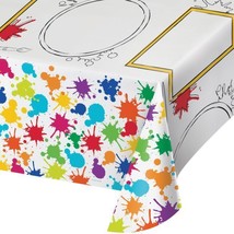 Art Party Activity Plastic Banquet Tablecloth 54&quot; x 102&quot; Painting Birthday Decor - £8.20 GBP
