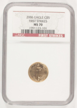 2006 G$5 1/10 Oz. Gold American Eagle Graded by NGC as MS70 First Strikes - £272.50 GBP